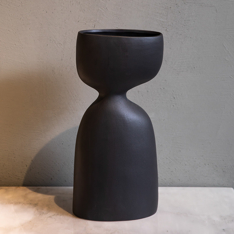 Black ceramic vase