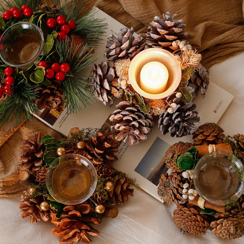 Pine cone candle holder