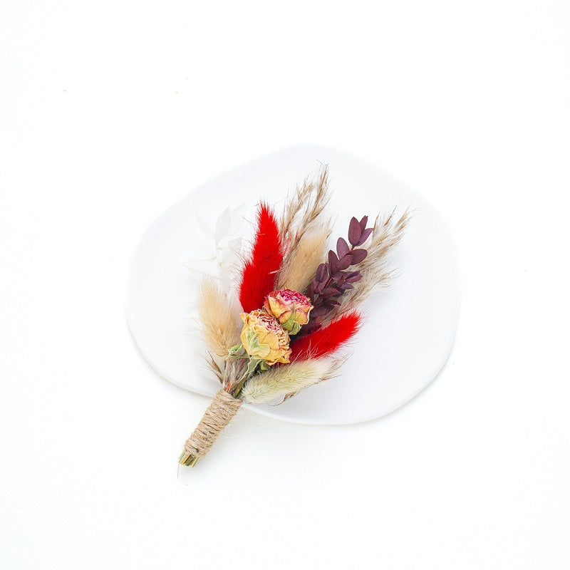 pink rose bunny tail buttonhole