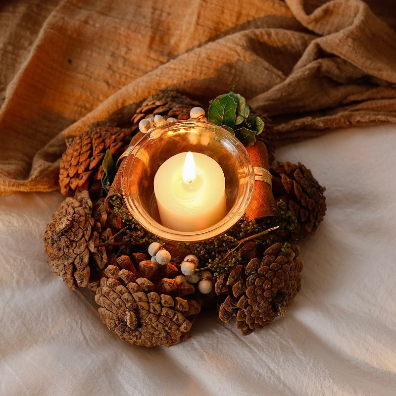 Pine cone candle holder