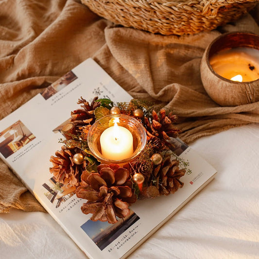 Pine cone candle holder