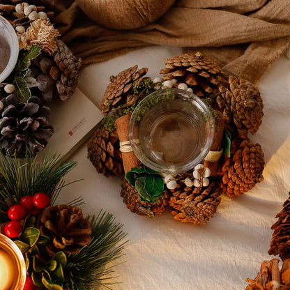 Pine cone candle holder