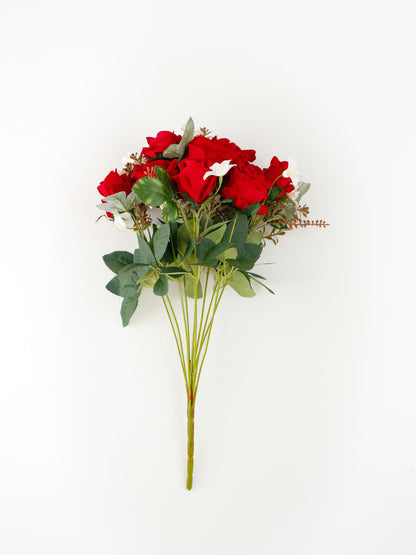 Artificial Rose Red, 1 PC 11 heads