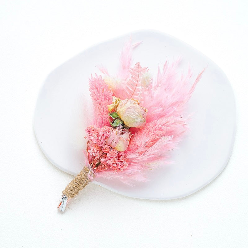 pink bunny tail buttonhole