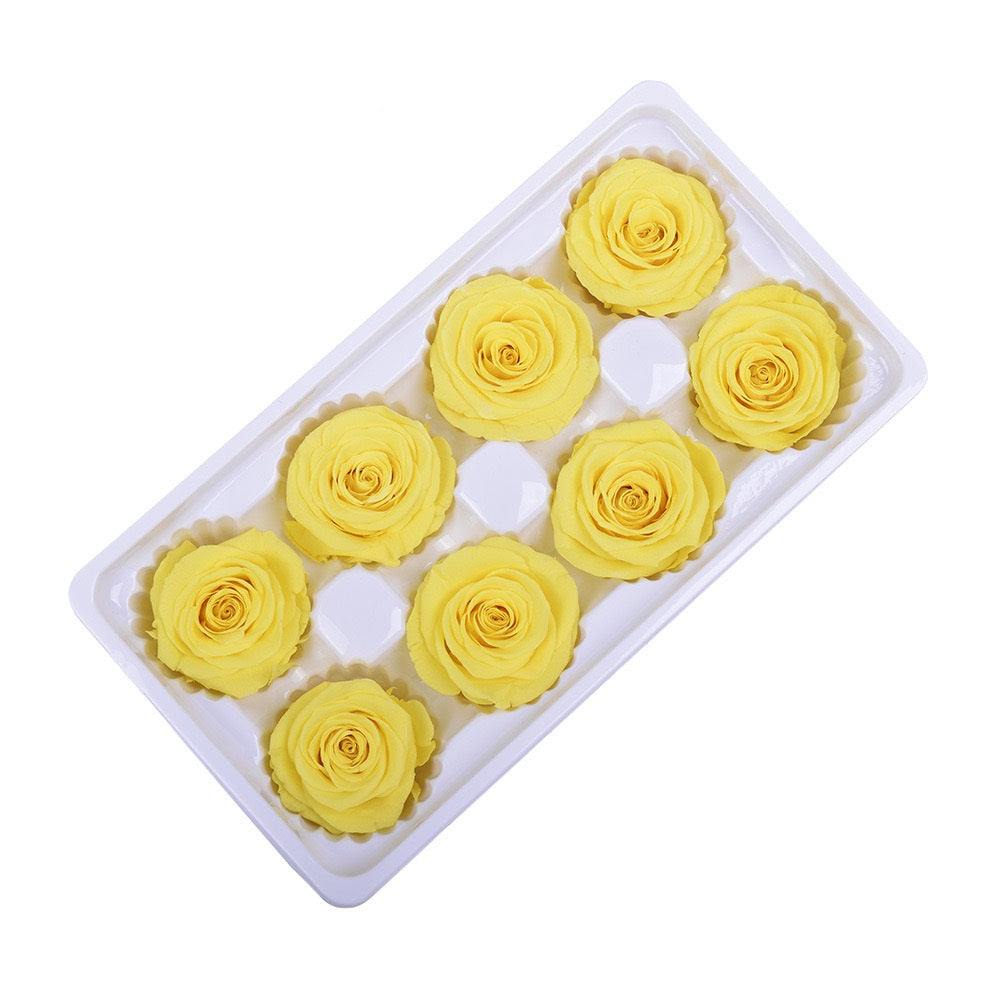 Preserved rose heads yellow