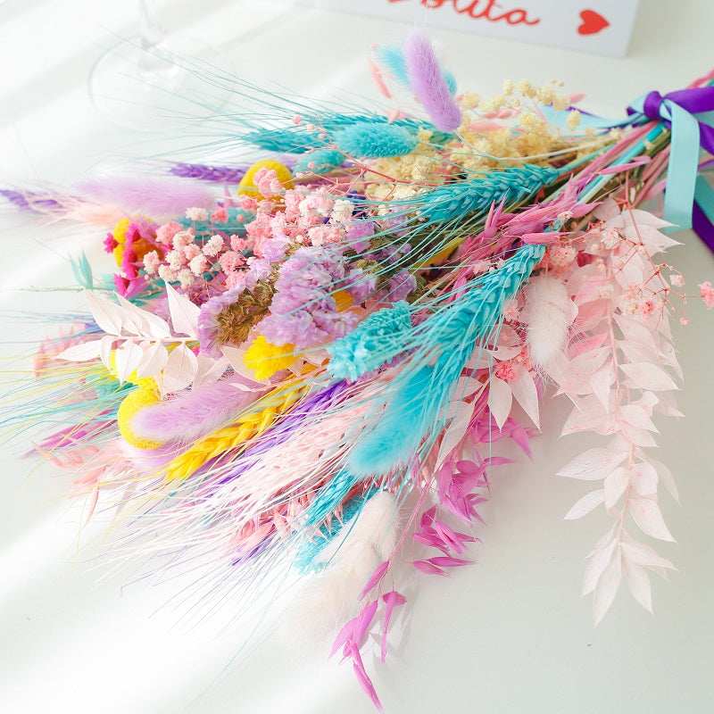 rainbow dried flower bouquet