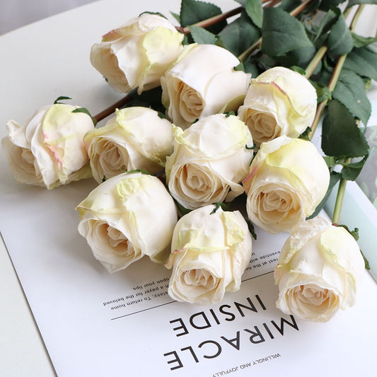 white artificial roses