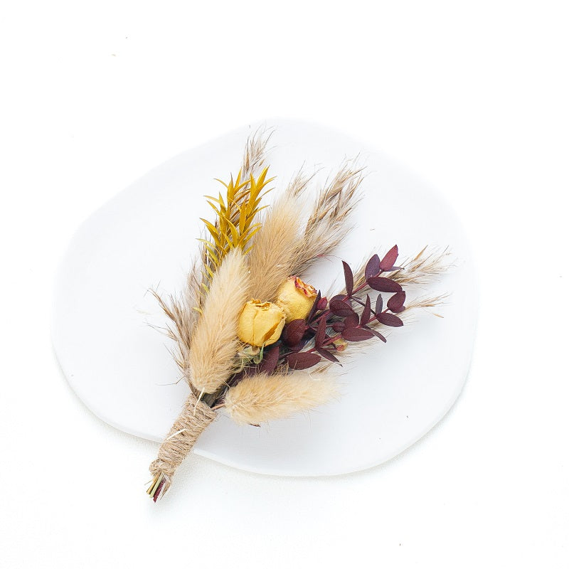 yellow bunny tail buttonhole