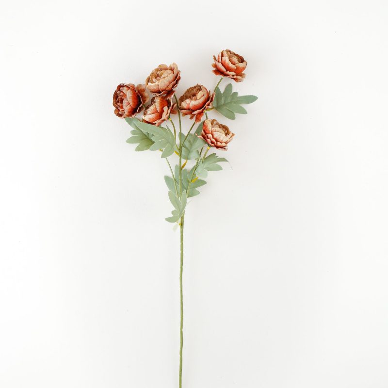 Artificial Peony Flowers, Brown, 1 PC 6 heads