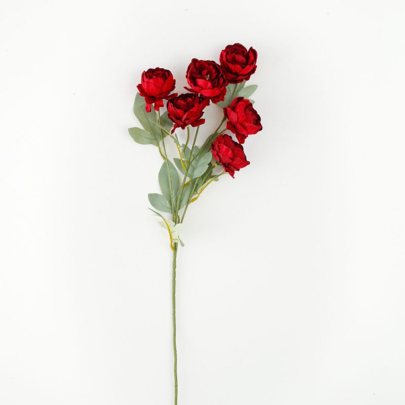 Artificial Peony Flowers,  Red, 1 PC 6 heads