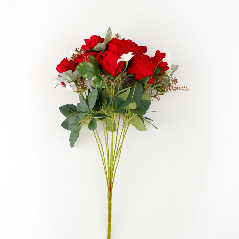 Artificial Rose Red, 1 PC 11 heads