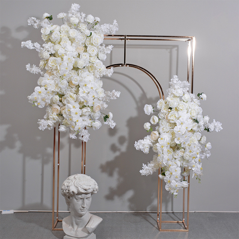 2 PCS Faux Very Lush White Wedding Flower Arch Arrangement