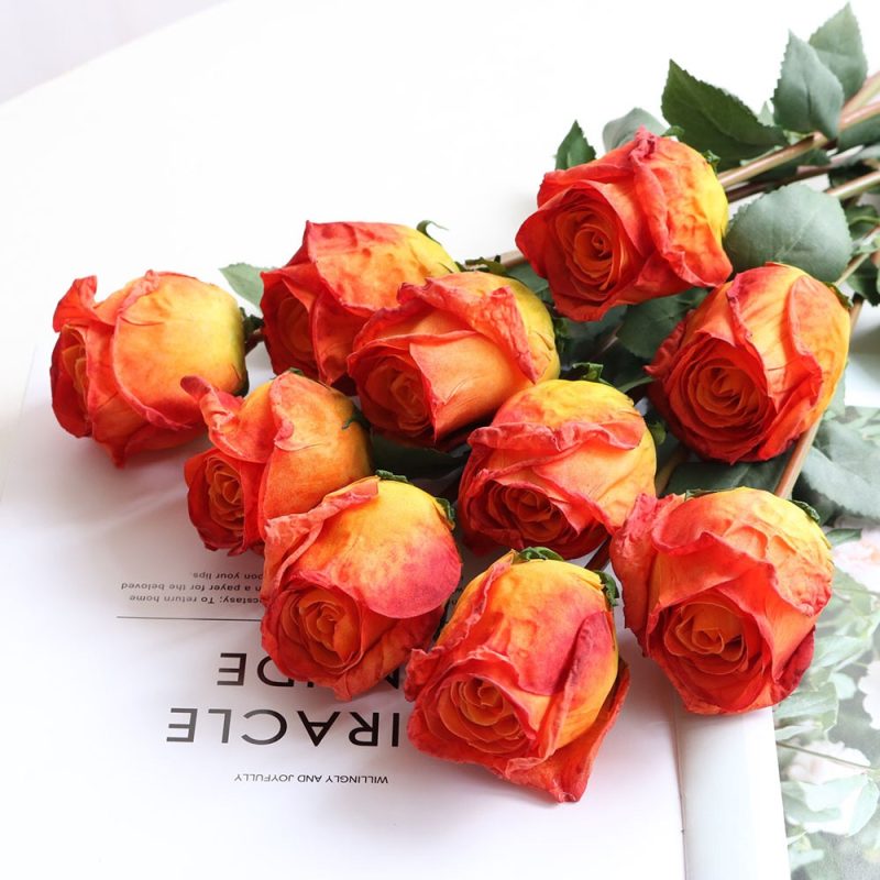 Faux Purple Orange Roses, 58CM, Pre-Order