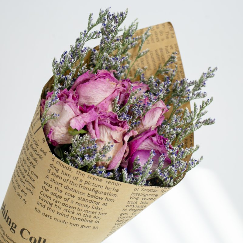 dried pink rose bouquet