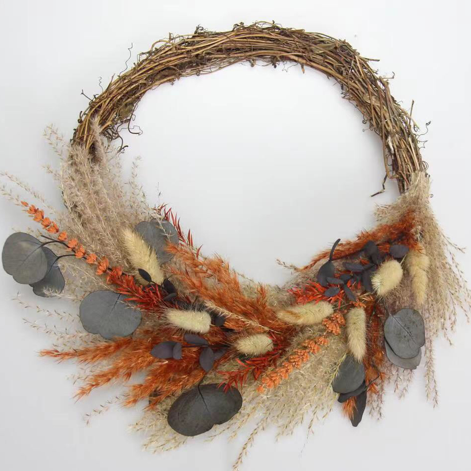 orange bunny tail wreath