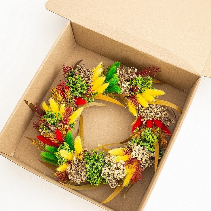 yellow dried flower wreath