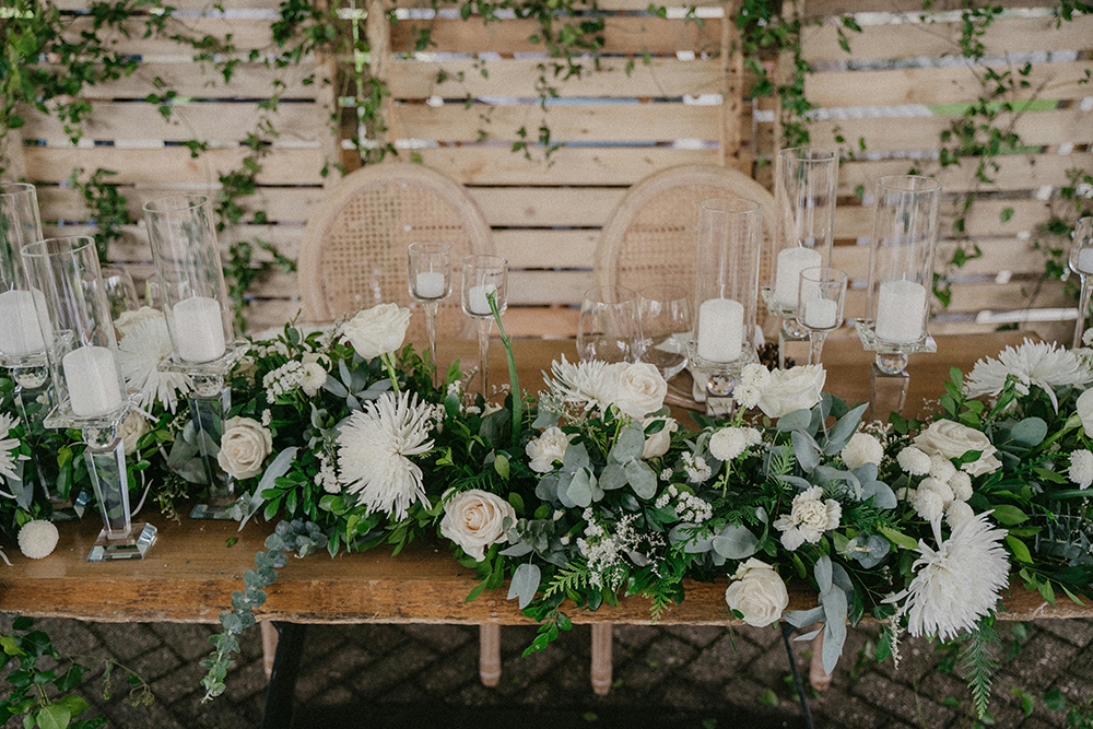 Wedding table with floral display