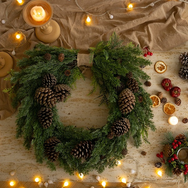 Pine cone christmas wreath