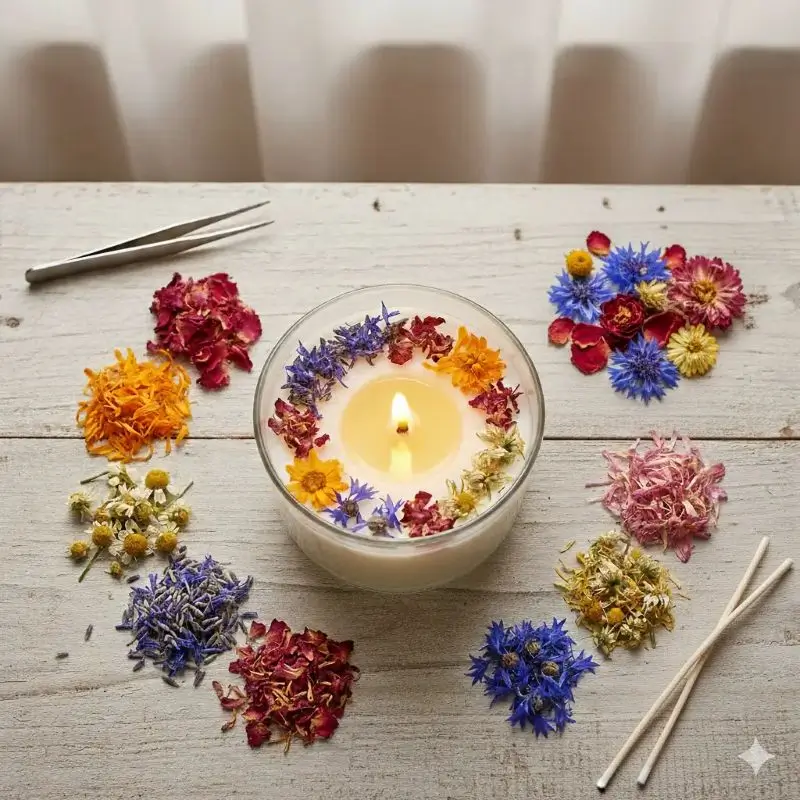 dried flowers for candles